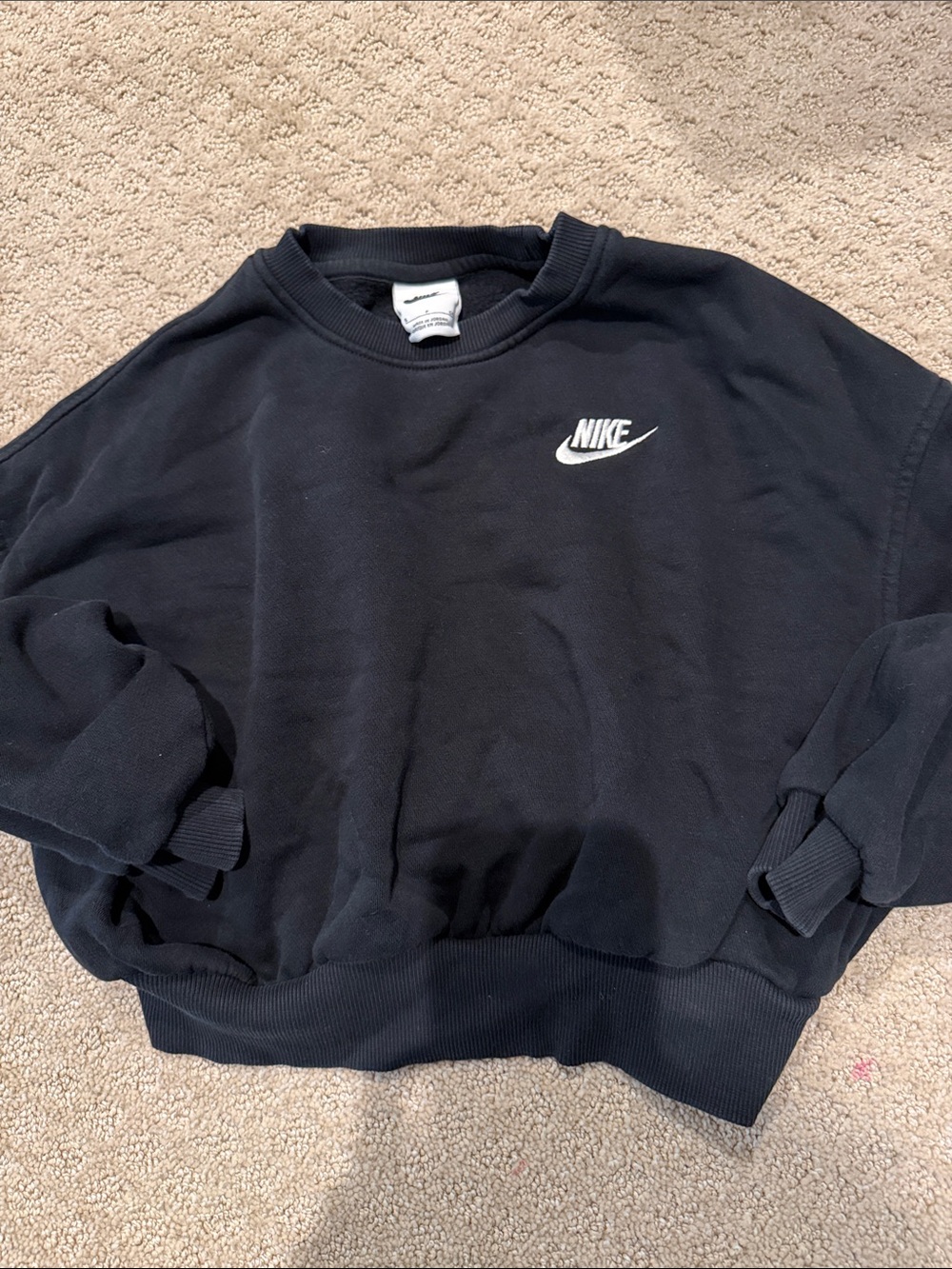 Nike Black Crew Sweatshirt with White Swoosh